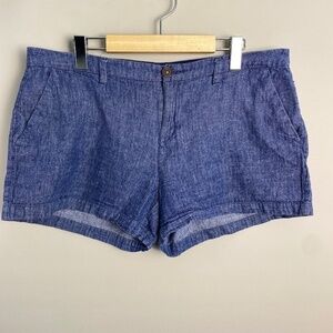 Old Navy Women's Blue Linen Blend Casual Walking Shorts Size 12 Beach‎ Boardwalk